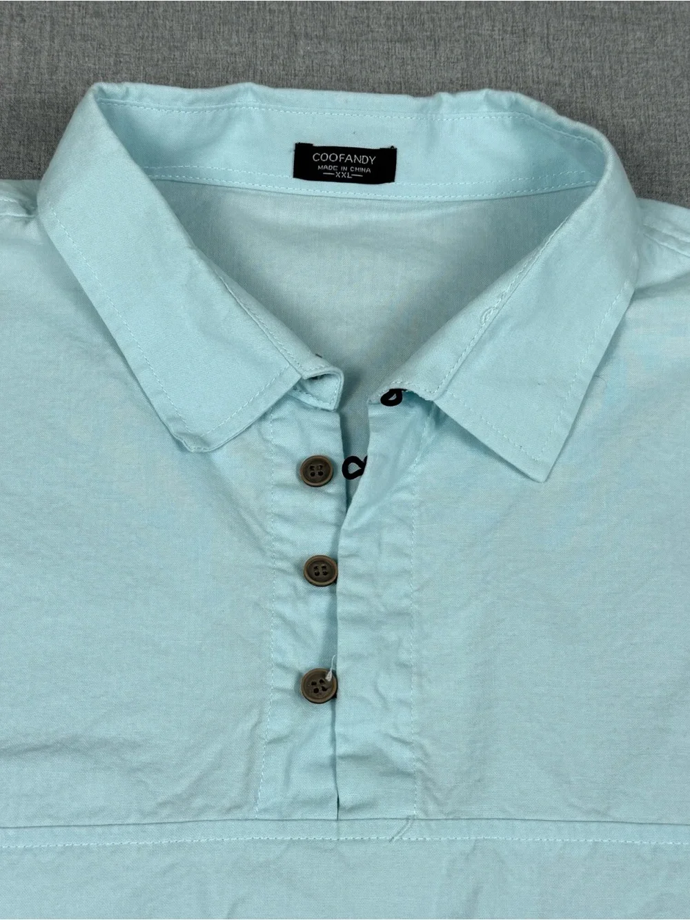 COOFANDY Cotton Henley Shirt Men’s XXL Light Blue Casual Coastal